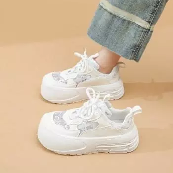 Мода 2024 года, новые однотонные женские туфли на шнуровке, хит продаж, женская вулканизированная обувь с круглым носком, повседневная женская спортивная обувь 35