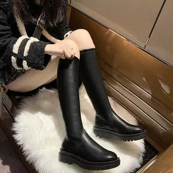 Мода 2024 года. Новые осенне-зимние модные женские удобные и теплые однотонные ботинки 35 бежевый