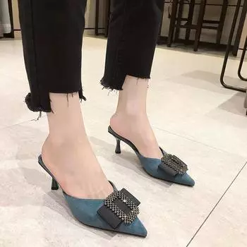 Мода 2024 года, новые осенние модные женские повседневные универсальные туфли из замши с бантом на высоком каблуке 34 чёрный