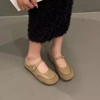 Мода 2024 года, новые осенние однотонные модные и удобные женские туфли-лодочки на низком каблуке из однотонного материала 35 бежевый