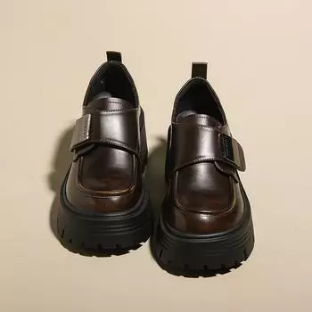 мода 2024 года, новые осенние женские лоферы на толстой подошве, универсальные, повседневные, спортивные туфли с круглым носком, новый стиль 35 чёрный