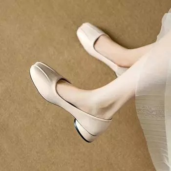 Мода 2024 года, новые осенние женские однотонные туфли без застежек, легкие, удобные, нескользящие, с низким верхом 34 бежевый