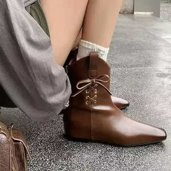 Мода 2024 года, новые осенние женские сапоги, обувь для женщин, острый нос, толстый каблук, ботильоны, лаконичные, современные, ретро, увеличивают рост 35 чёрный