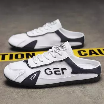 Мода 2024 года, новые полуприцепы для ленивых кроссовок из сетчатой ткани, дышащая обувь для отдыха на открытом воздухе, модная мужская обувь для уличного комфорта, обувь для сноуборда 40 белый