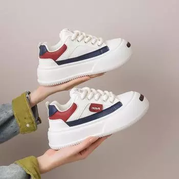 Мода 2024 года Новые повседневные парусиновые женские кроссовки на платформе Спортивная обувь для тенниса на плоской подошве Вулканизированные беговые модные женские кроссовки 35 бежевый