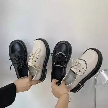 Мода 2024 года, новые японские мягкие туфли для девочек, маленькие туфли-лодочки, женская мода, туфли на платформе со шнуровкой, модная дизайнерская обувь для женщин класса люкс 35