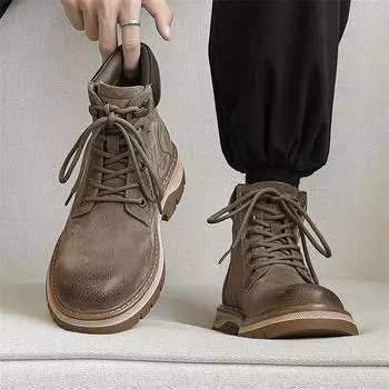 Мода 2024 года, новые рабочие ботинки, мужская оригинальная удобная обувь, походная кожаная повседневная обувь для мужчин, туфли для свиданий, формальные моторизованные ботинки 38 серый