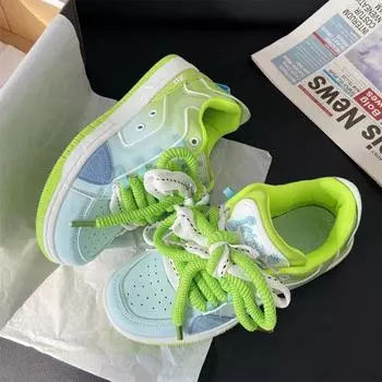 Мода 2024 года, новые симпатичные кроссовки для досок, корейские простые модные повседневные туфли с толстой подошвой, удобные кроссовки для бега 35 розовый