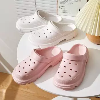 Мода 2024 года, новые тенденции, летние тапочки, женские и мужские туфли на платформе, дышащие, для пар, уличные сандалии, женские уличные сабо, мужские повседневные сандалии 36-37 розовый