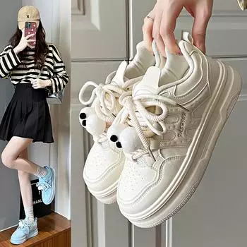 Мода 2024 года, новые трендовые женские туфли на плоской подошве, простые модные повседневные туфли на толстой подошве, универсальные, удобные повседневные туфли на плоской подошве 35 чёрный