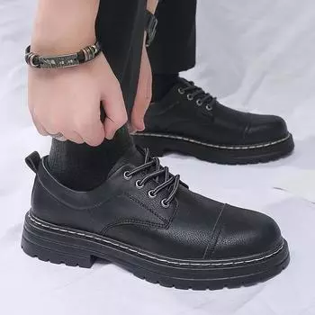 Мода 2024 года, новые туфли Martin, мужские деловые повседневные кожаные туфли на шнуровке, все низкие, помогают работникам носить толстую подошву, увеличивая прилив обуви 39