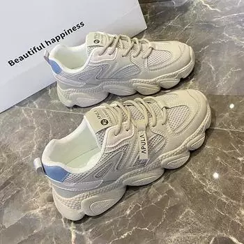 Мода 2024 года, новые туфли на платформе для пап, универсальные кроссовки для студентов, удобная трендовая женская обувь 35 чёрный