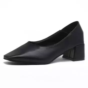 Мода 2024 года, новые туфли на высоком каблуке из искусственной кожи, высококачественная кожа, неглубокий квадратный носок, летние женские туфли на высоком каблуке для вечеринок, Zapatillas Mujer 35 серый