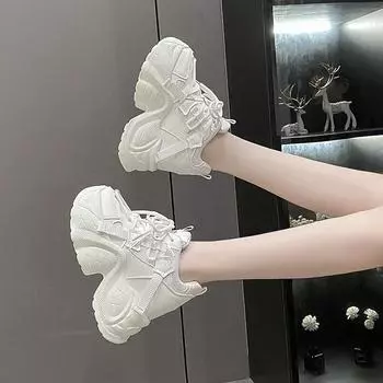 Мода 2024 года, новые туфли, женские, на шнуровке, женские, вулканизированные, весенние, с круглым носком, из прочной сетчатой ткани, дышащие, удобные, повседневные туфли 34 покинуть белый