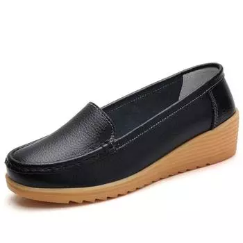 Мода 2024 года Новые Туфли Женские Плоские Белые Женские Кожаные Туфли Слипоны Женские Платформы Удобные Лоферы Zapatos De Mujer Женские 35 жёлтый