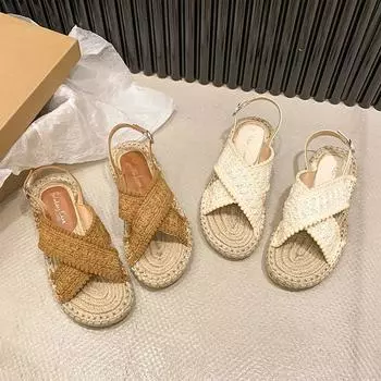 Мода 2024 года, новые удобные туфли для женщин, сандалии ручной работы, женский бежевый летний каблук с кисточками, модные черные туфли с бахромой и низкой посадкой для девочек на плоской подошве 35 красно-желтовато-коричневый