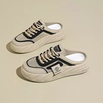 Мода 2024 года, новые весенне-летние женские парусиновые туфли на плоской подошве, женские повседневные удобные низкие туфли на шнуровке белого цвета 35 чёрный