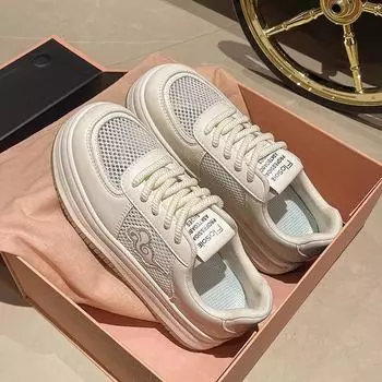 Мода 2024 года, новые женские белые кроссовки, модные летние кроссовки для бега, женские повседневные туфли на шнуровке, модные туфли на платформе Zapatillas Mujer 35-40 35 белый