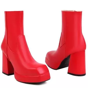 Мода 2024 года, новые женские ботильоны на платформе, белые, черные, на высоком каблуке, короткие ботинки, женская обувь для вечеринок на осень-зиму, большой размер 45 34 бежевый