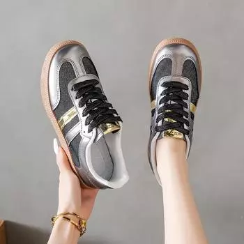 Мода 2024 года, новые женские кроссовки, модные дышащие туфли на плоской подошве, женская обувь на вулканизированной подошве для ходьбы, женские повседневные кроссовки 37 чёрный