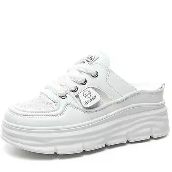 Мода 2024 года, новые женские повседневные туфли, массивные кроссовки на платформе, танкетка, скрытый каблук, женская обувь для отдыха, летние кроссовки для женщин, большой размер 34-42 34 белый