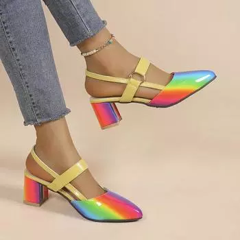 Мода 2024 года, новые женские туфли-лодочки, босоножки, повседневная мода, сексуальные туфли на высоком каблуке, женские новые толстые каблуки, женские тапочки, роскошные дизайнерские босоножки на каблуке 35 бежевый