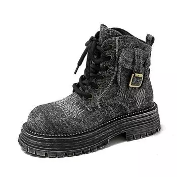 Мода 2024 года, новые женские туфли на плоской подошве, ботинки на платформе для снега, ковбойские женские кроссовки, зимние дизайнерские спортивные ботинки для ходьбы и мотоцикла 35 джинсовый синий