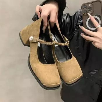 Мода 2024 года, новые женские туфли на платформе Modis, женская обувь, квадратный носок, повседневные кроссовки в стиле ретро, удобные, летние, весенние, Мэри 35 чёрный
