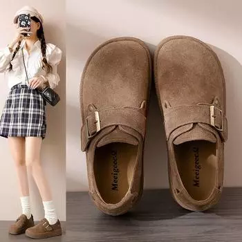 Мода 2024 года, новые женские туфли на плоской подошве, весна и осень, хит продаж, вулканизированная обувь на толстой подошве, универсальная однотонная повседневная обувь 35 малиновый