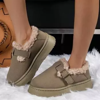 Мода 2024 года. Новые женские зимние ботинки на толстой подошве. Зимние ботильоны. Удобные плюшевые теплые повседневные модные женские ботинки. 36