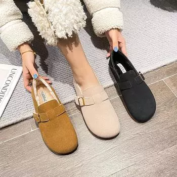 Мода 2024 года, новые женские зимние теплые уличные ботинки, модный плюшевый дизайн, британский стиль, зимние ботинки, женские повседневные туфли на плоской подошве, большой размер 41-43 35 бежевый