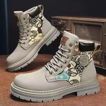 Мода 2024 года, новые зимние ботинки для мужчин, обувь для пар, походная обувь в стиле ретро для женщин, повседневная обувь, мужские высокие кроссовки для походов из кожи 39 чёрный