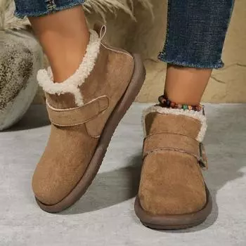 Мода 2024 года, новые зимние женские туфли, плюшевые модные туфли в стиле ретро, хлопковые женские тапочки на плоской подошве, женские ботинки на толстой подошве 35 чёрный