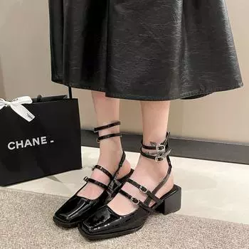 Мода 2024 года, новый дизайн, женские сандалии, туфли Мэри Джейн для женщин, модные туфли с узким ремешком на квадратном каблуке, женские туфли-лодочки на платформе для отдыха 36 вино красного