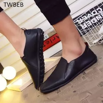 Мода 2024 года, новый стиль, мужская повседневная обувь из искусственной кожи, удобная мужская обувь, туфли на плоской подошве, мужские туфли без застежек Zapatos Hombre 39 оранжевый