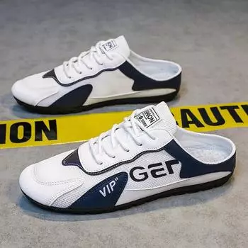 Мода 2024 года, новый стиль, полуслипон, удобные туфли на плоской подошве, сетчатая мужская обувь, дышащие мужские кроссовки, удобные, Zapatos Para Hombres 39 серый