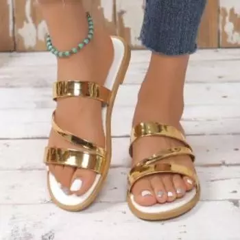 Мода 2024 года, обувь больших размеров, женские современные женские тапочки, горячая распродажа, повседневные тапочки, женские сандалии с круглым носком и низким каблуком для отдыха на природе 35