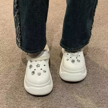 Мода 2024 года, осень и зима, новые женские повседневные однотонные плюшевые тапочки из хлопка со стразами и бабочками 36-37 бежевый