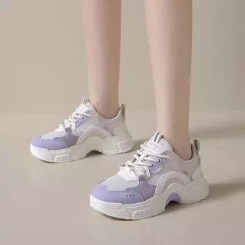 Мода 2024 года, осень, мода, новые женские однотонные повседневные сетчатые дышащие кроссовки на шнуровке 35