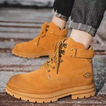 Мода 2024 года, осень, новые мужские повседневные трендовые мужские ботинки, мужские кроссовки, классические желтые тактические рабочие модные короткие ботильоны для отдыха на открытом воздухе 38