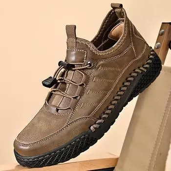 Мода 2024 года, осень, новые мужские повседневные туфли, обувь для альпинизма, мужская спортивная обувь из натуральной кожи, подошвы ручной работы, прочные 38 серый