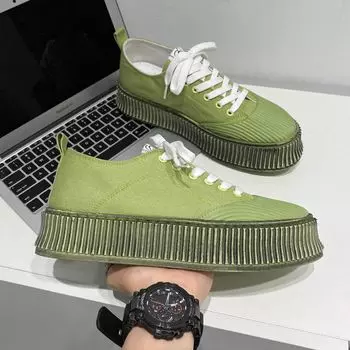 Мода 2024 года, осень, новые спортивные туфли на толстой подошве, универсальные мужские повседневные модные туфли для молодых студентов, модные удобные мужские туфли 39 чёрный