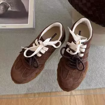 Мода 2024 года, осень, новые женские спортивные туфли, ретро, удобные нескользящие кроссовки, женская повседневная обувь на плоской подошве в тон 35 вино красного