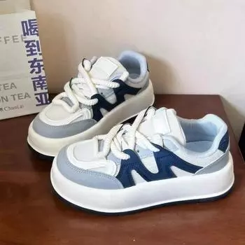 Мода 2024 года, осень, новые женские туфли, стиль, нишевый дизайн, повседневная обувь в стиле ретро на толстой подошве, универсальная модная женская вулканизированная обувь 35 синий