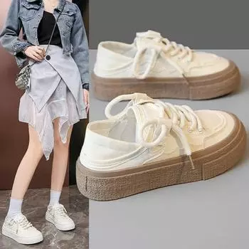 Мода 2024 года, осень, новые женские туфли, стиль, нишевый дизайн, повседневная обувь в стиле ретро на толстой подошве, универсальная модная женская вулканизированная обувь 35 бежевый