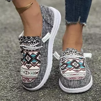 Мода 2024 года, осень, женская, новая мода, на шнуровке, с принтом, повседневная, дышащая, нескользящая, универсальная спортивная обувь 36 серый