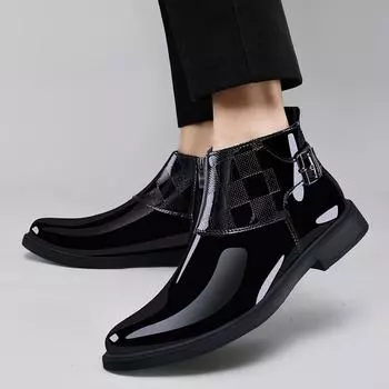 Мода 2024 года, осенние уличные мотоциклетные кроссовки для мужчин, ботинки челси Zapatillas Hombre, рабочая одежда, высокие мужские туфли в британском стиле в стиле ретро 37 чёрный