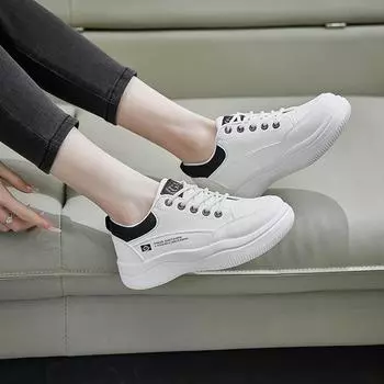 Мода 2024 года, осенняя мода, новые женские удобные дышащие нескользящие однотонные низкие кроссовки на шнуровке 35 белый