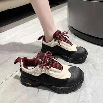 Мода 2024 года, походные кроссовки для женщин, весна-осень, новые модные простые кроссовки на все времена, женские повседневные кроссовки со шнуровкой в стиле ретро, универсальные спортивные туфли 35 чёрный