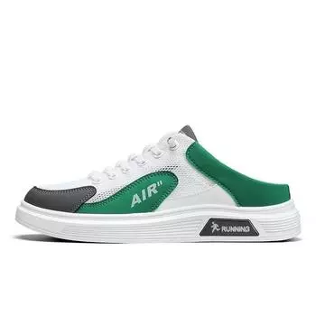 Мода 2024 года, полутапочки, мужские низкие парусиновые туфли, повседневные дышащие кроссовки в корейском стиле, осенние повседневные нескользящие кроссовки на шнуровке 39 зелёный